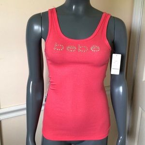 BEBE rhinestone logo tank top